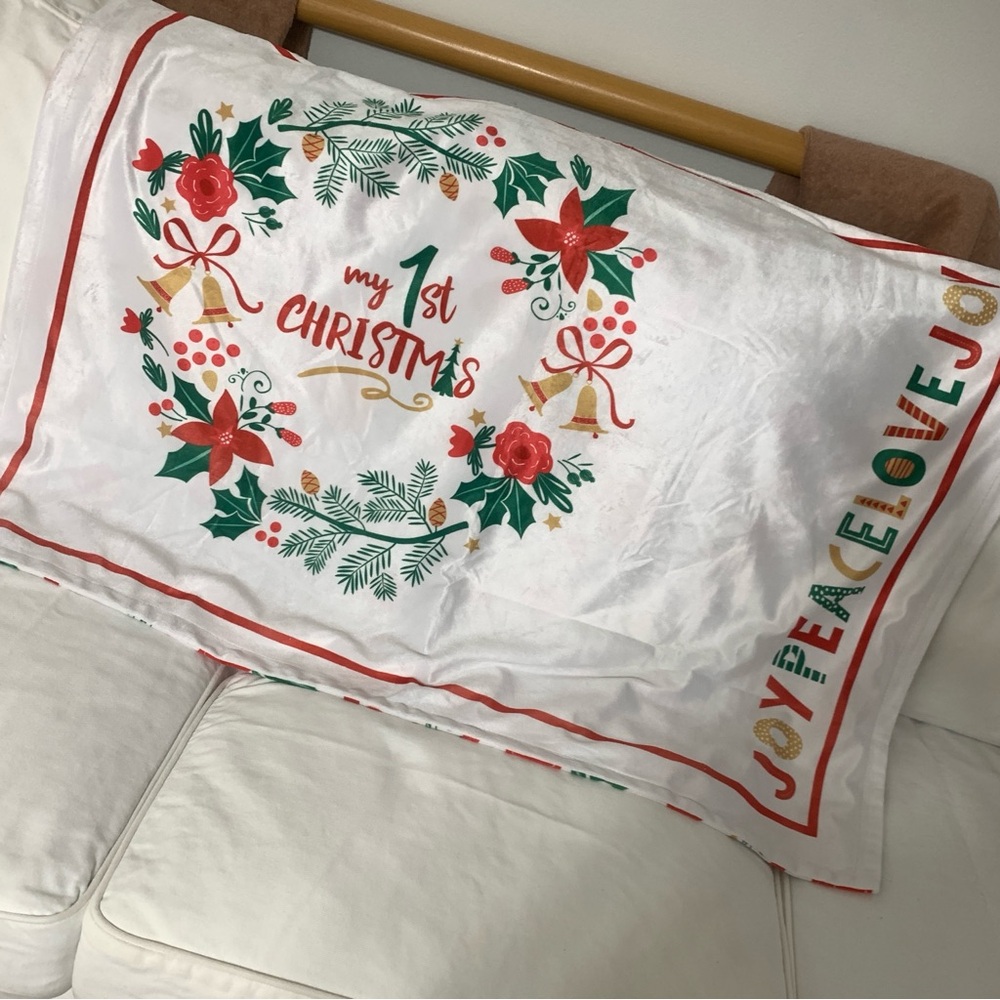 Festive 'My 1st Christmas' Holiday blanket